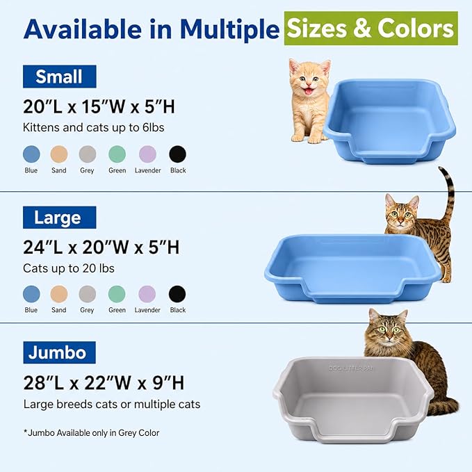 KittyGoHere Senior Cat Litter Box, Small Litter pan, Open Top Low Entrance Kitty Litter Box, Lightweight Low Entry Litters Box, Durable, Made in USA (Little Boy Blue)