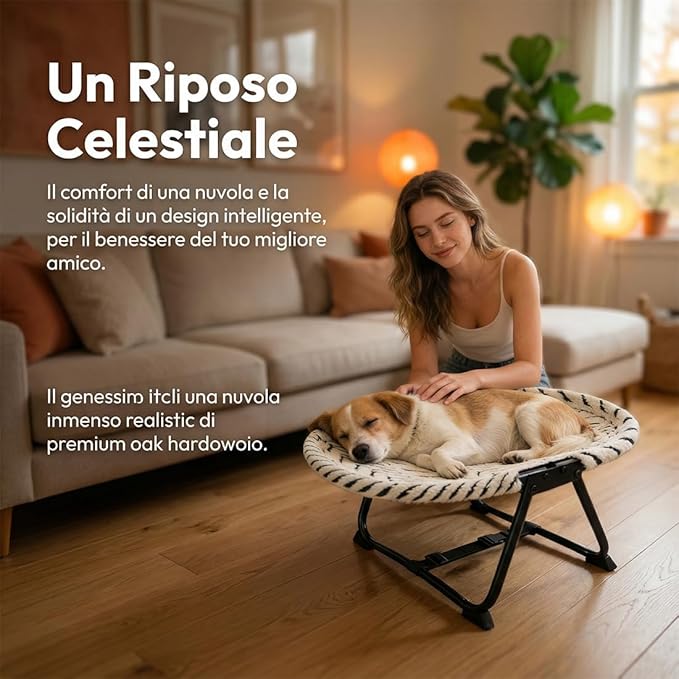 Elevated Pet Bed, Foldable Indoor Cats Raised Bed with Metal Frame, Portable Breathable Non Slip Cot Hammock, Cooling Raised Pet Cot with Breathable Mes, Sleeping Platform for Dogs and Cats (A)