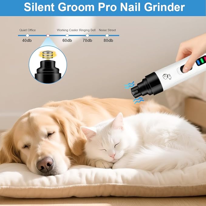 2026 New Dog Nail Clippers Silent, Quiet Dog Nail Grinder, Painless Paws Grooming & Smoothing, Electric Pet Nail Trimmer for Cats and Other Animals, Ideal for Sensitive Dogs of All Breeds & Sizes