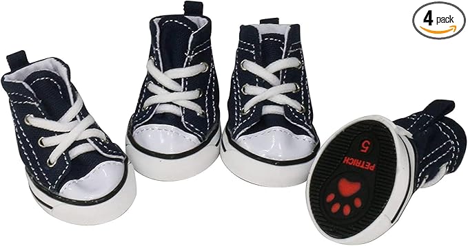 Pet Shoes Puppy Sport Denim Shoes Casual Style Anti-Slip Boots Sneaker Booties 4Pcs