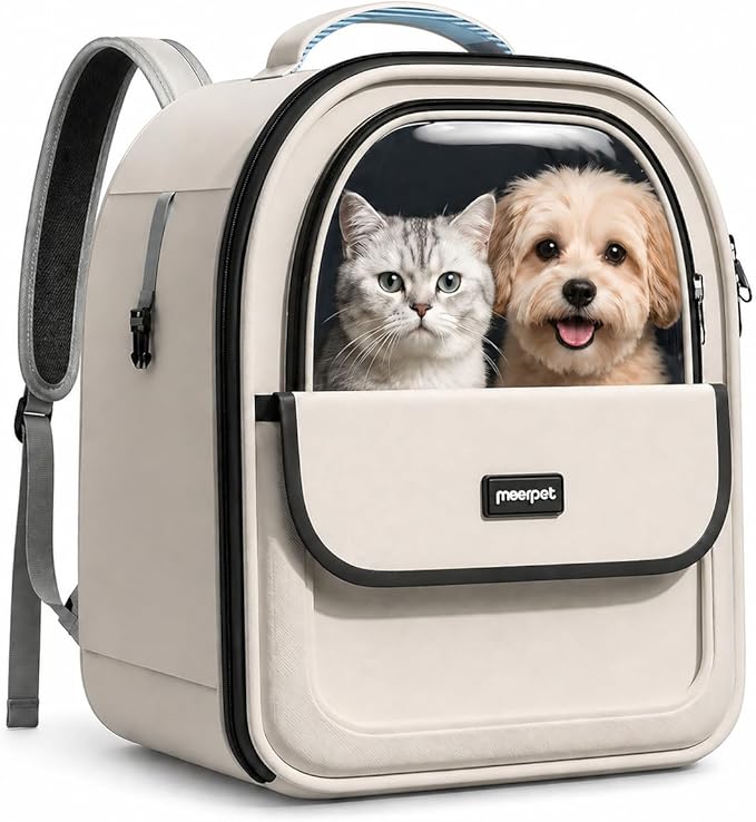 Cat Backpack Carrier for Cats and Small Dogs, Airline-Friendly Pet Carrier Backpack with Clear Window, Breathable Mesh, Soft Sided Foldable Cat Bag, Dog Backpack Carrier for Travel Vet Hiking
