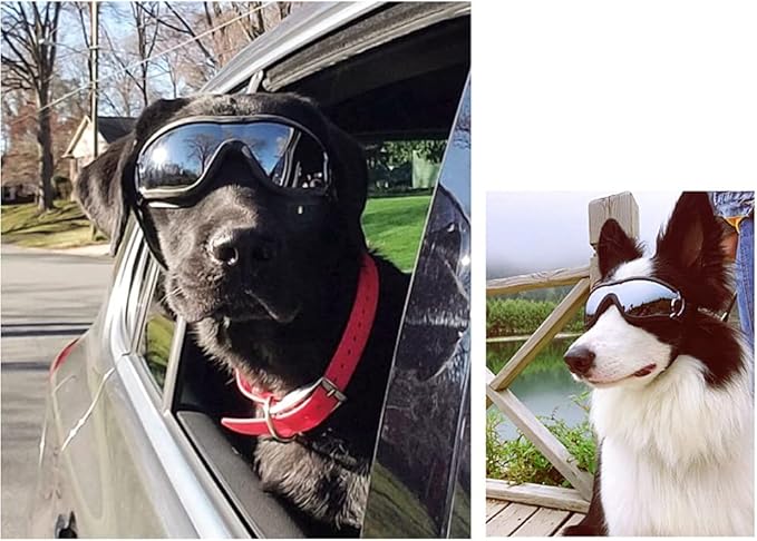 Dog Sunglasses Dog Goggles,UV Protection Wind Protection Dust Protection Snow Protection Fog Protection Pet Glasses Eye Wear Protection with Adjustable Strap for Medium or Large Dog