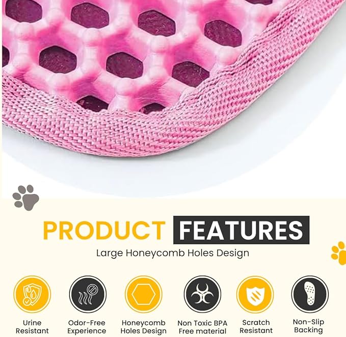 Andalus Brands Medium Cat Litter Mat - Waterproof & Urine-Proof Litter Box Mat, Non-Slip Kitty Litter Mats for Floor, Easy to Clean Litter Trapping Design (24" x 15", Pink)