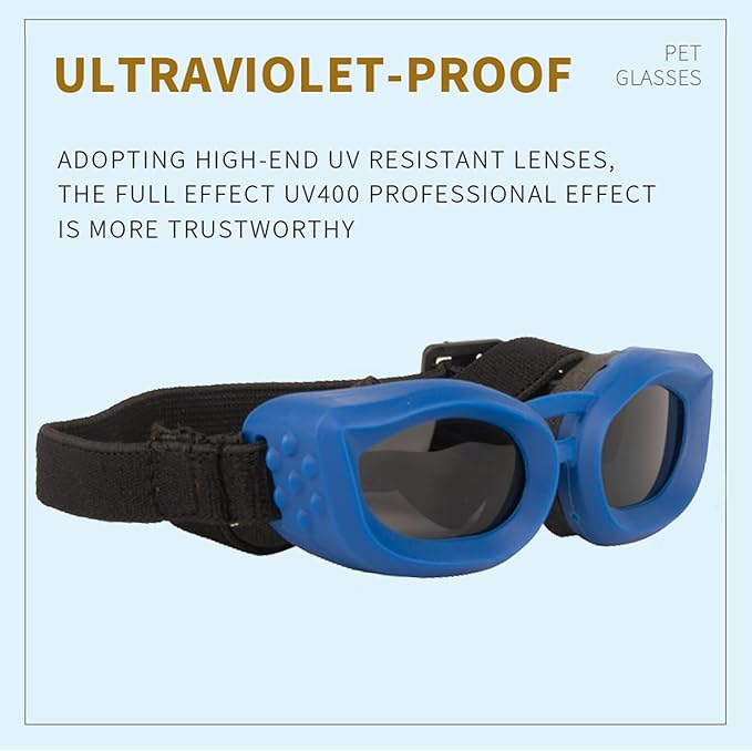 Dog Goggles Small Breed, UV/Wind/Dust/Fog Protection Pet Sunglasses with Adjustable Strap,Outdoor Dog Sunglasses for Small Dogs,Easy Wear