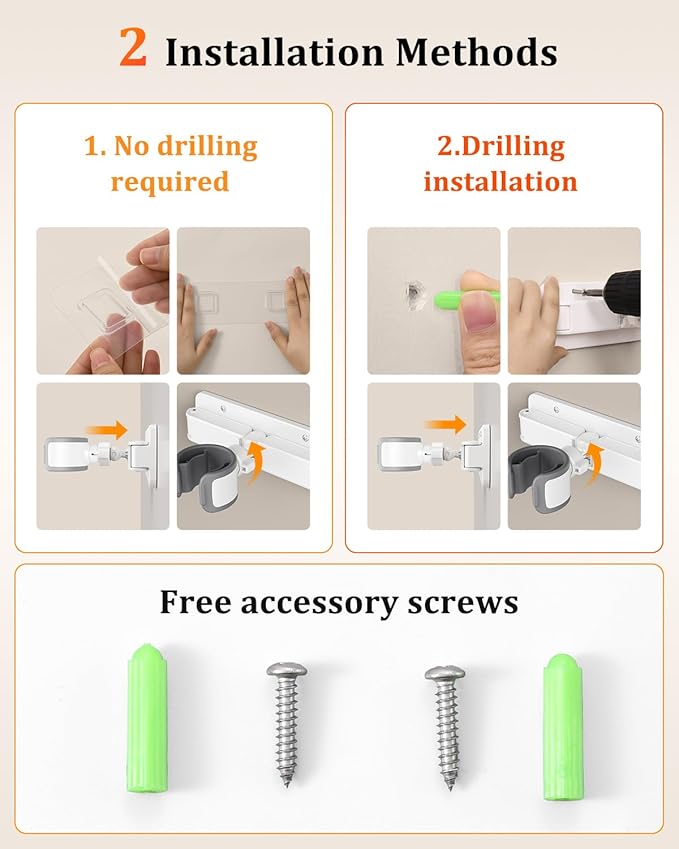 Sliding Hair Dryer Holder Stand Wall Mounted, Angle-Adjustable Blow Dryer Stand with Adhesive & Screw Mounting, Hair Dryer Stand Hands Free for Vanity, Bathroom, Salon (Sliding Type)