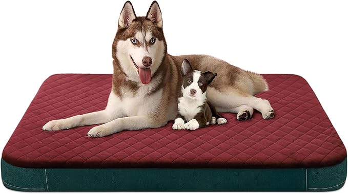 Dog Bed for Extra Large Dogs, Orthopedic Foam Jumbo Dog Bed Mattress, 47 inch Joint Relief Pet Sleeping Bed, Non Slip Bottom with Removable Washable Cover, Wine Red