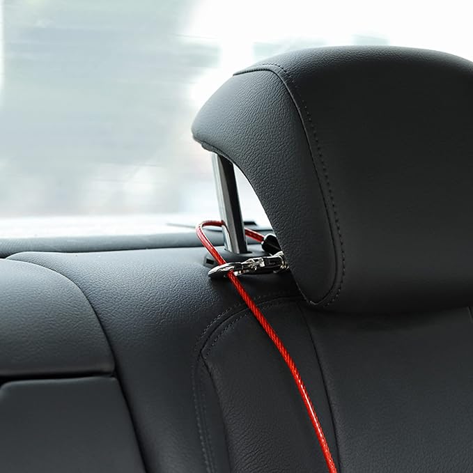 Dog Seat Belt Harness for Car,2pcs Dog Seatbelt of Coated Wire Leash Safety Restraint,No Chew Tether Cable Vehicle Dogs Accessories,Double Clips & Latch (2 Pack Red+Blue, 24 inch/60 CM)