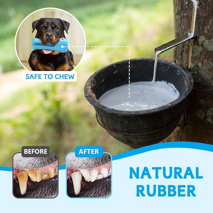Dog Toys for Aggressive Chewers, Indestructible Dog Chew Toys for Medium Large Breed, Interactive Tough Dog Squeaky Toys to Keep Them Busy, Natural Rubber Durable Dog Toothbrush Teeth Cleaning Toys