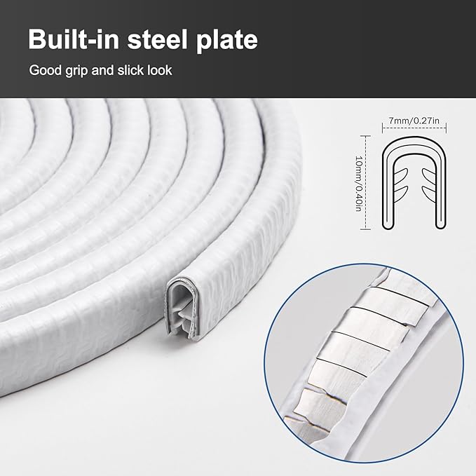 Car Door Edge Guards 32Ft(10M) Universal Rubber U Shape Edge Trim Car Door Protector Edge Guards Rubber Seal Protector for Most Car Rucks SUV Installation, No Glue Required, White