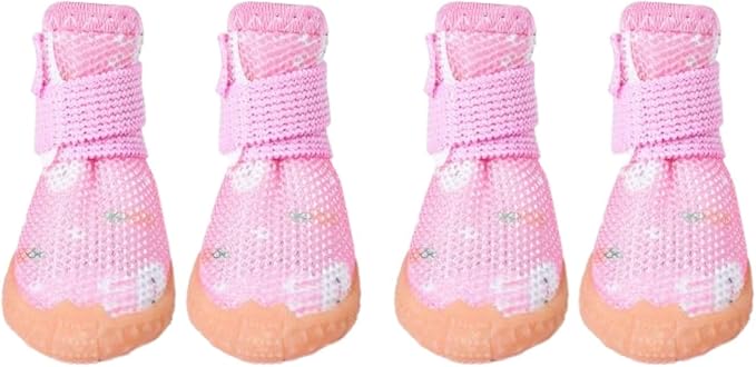 Dog Boots & Paw Protectors for Summer Hot Pavement Puppy Shoes with Anti-Slip Rubber Soles Pet Socks for Small Medium Dogs_5#(Rabbit Pink)