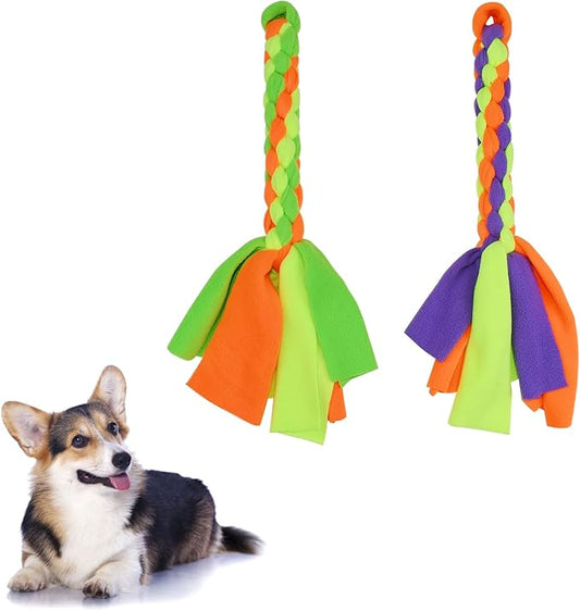2 Pack Dog Fleece Rope Toy - Tug of War Rope,Interactive Dog Toys,Dog Flirt Pole Replacement Toys for Chase, Chew & Exercise & Training