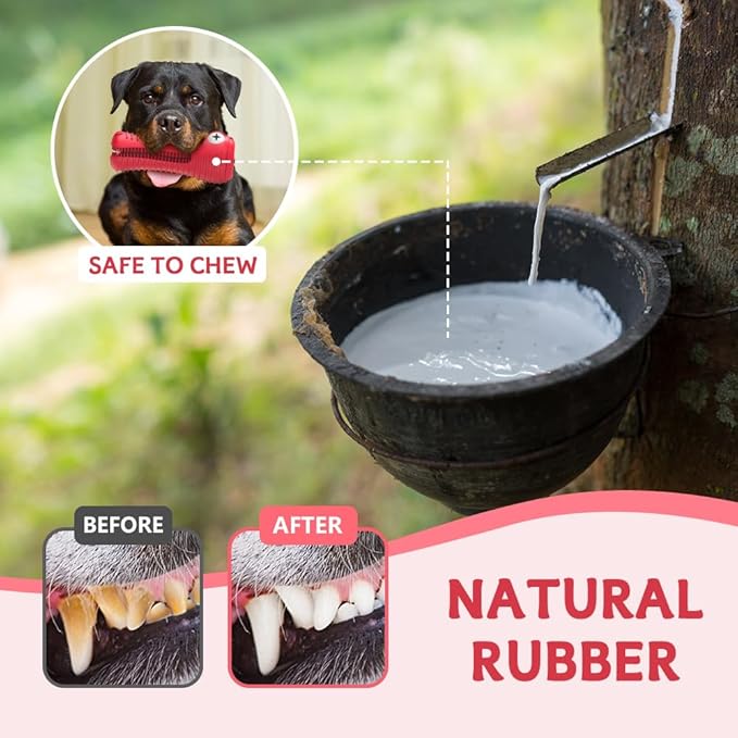 Dog Toys for Aggressive Chewers, Indestructible Dog Chew Toys for Medium Large Breed, Interactive Tough Dog Squeaky Toys to Keep Them Busy, Natural Rubber Durable Dog Toothbrush Teeth Cleaning Toys