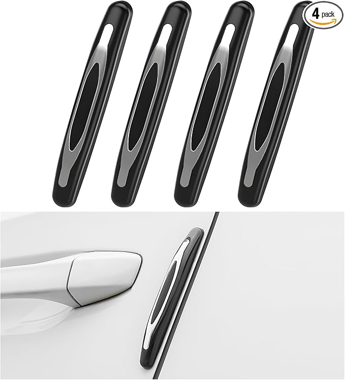 DXNQ 4 PCS Car Door Edge Guards, Anti-Scratch Door Edge Guards Trim Strip with Self Adhesive, Car Door Protector Bumper Guards for Most Cars Trucks SUVs, Exterior Car Accessories (Black)