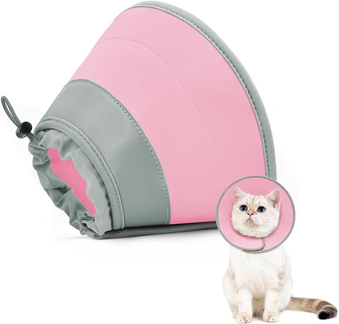 Cat Cone Collar Soft to Stop Licking, Adjustable, Foldable Lightweight Kitten Cones After Surgery Recovery for Cats & Kittens, Cat Cone Alternative, Easy Eating (Solid Pink, S)