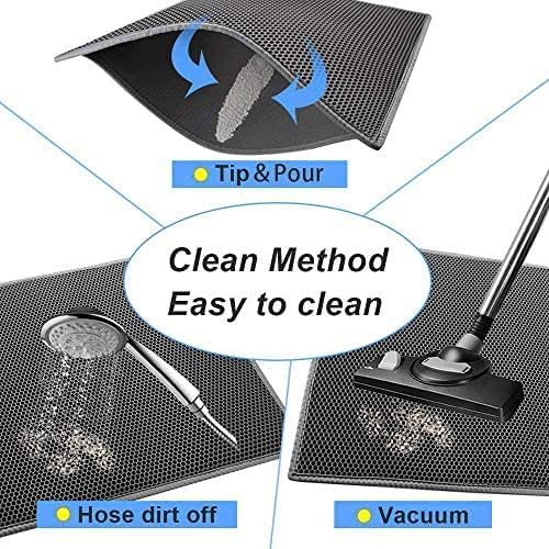 Bulkniu Cat Litter Box Mat: Easy Clean Cat Litter Mat for Floor, Kitty Scratch Cute Pad (24 * 30in-Grey-1)