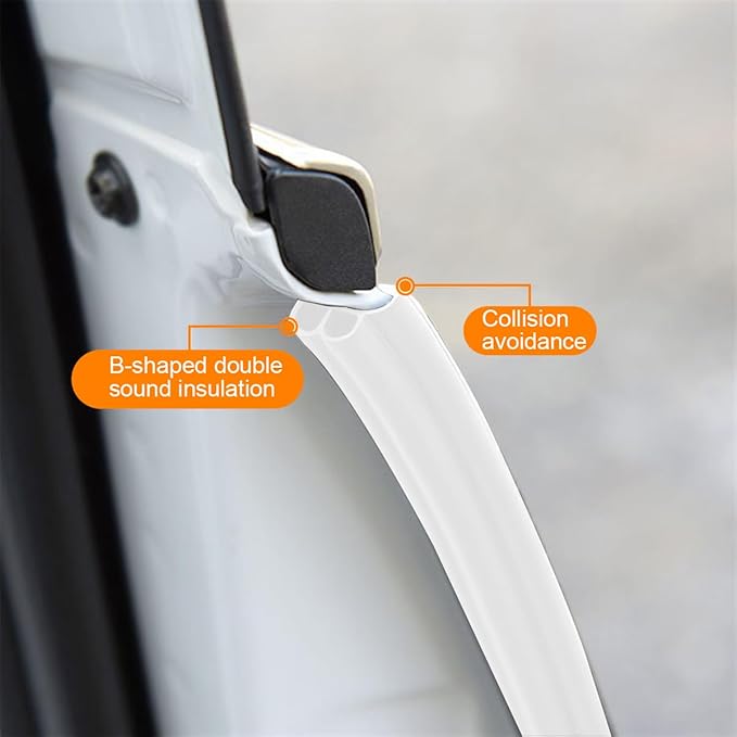 Osilly Car Door Rubber Seal Strip, 32.8Ft Self Adhesive Weather Stripping Automotive Edge Trim, Weatherstrip Soundproof Vehicle Tailgate Window Sealing Cover, Universal for SUV RV Truck (White)