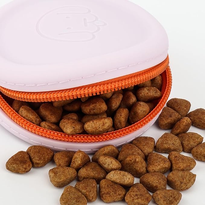 WALLFID Silicone Dog Treat Pouch Small Bag,with Pet Training Clicker,Walking Bag for Dog and Cat, Pocket Size, Easy to Clean, Odorless, Zipper Design,Moisture-Proof,Travel Walking Bag.(Sky Blue)