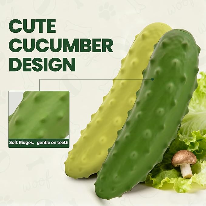 LIFLIX Tough Squeaky Dog Toys, Durable Dog Chew Toy with Natural Rubber, Teething Toys for Medium Large Breeds, Cucumber Pickle Shape