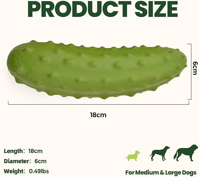 LIFLIX Tough Squeaky Dog Toys, Durable Dog Chew Toy with Natural Rubber, Teething Toys for Medium Large Breeds, Cucumber Pickle Shape