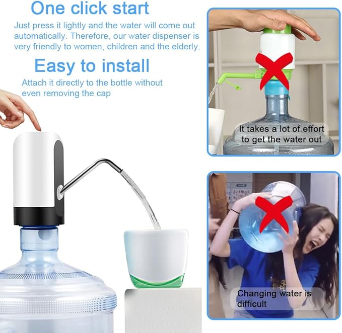 5 Gallon Water Dispenser Automatic contactless Electric Portable Drinking Water Bottle Pump,Smart USB Charging, for Camping Rechargeable 5 Gallon jug Pump