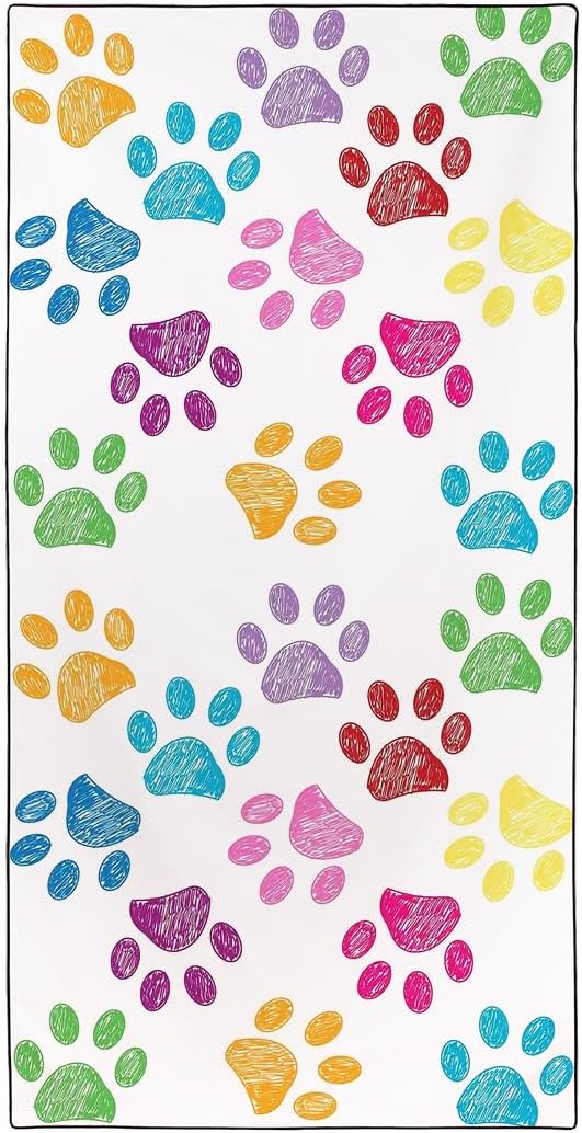 HommomH Cute Dog Paw Beach Towel Oversized 36”x 72”, Lightweight Microfiber Bath Towels Quick Dry Sand Free Big Absorbent Camping Travel Gifts for Swimming, Beach, Gym, Pool