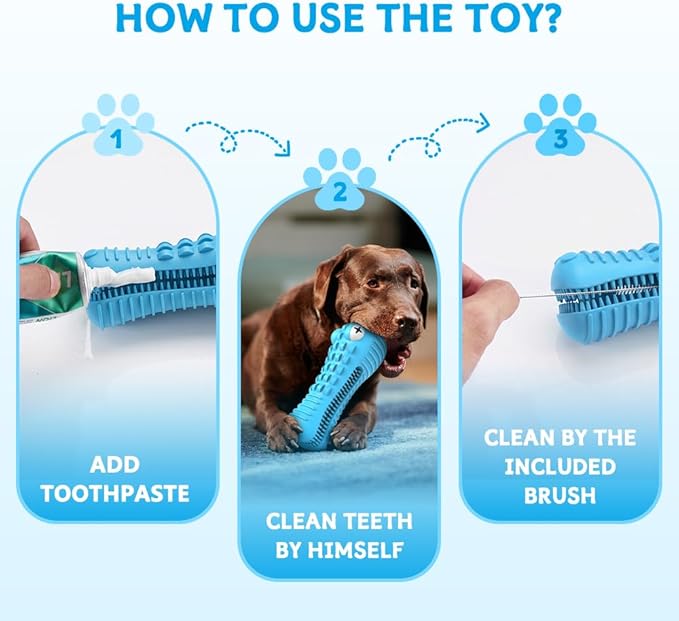 Dog Toys for Aggressive Chewers, Indestructible Dog Chew Toys for Medium Large Breed, Interactive Tough Dog Squeaky Toys to Keep Them Busy, Natural Rubber Durable Dog Toothbrush Teeth Cleaning Toys