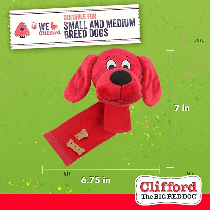 Clifford® Snug Snuffy Treat Mat Combo | Mini Treat Snuffle Mat for Dogs + 6" Plush Dog Toy | Hide 'n Seek, Cozy Comfort, Sensory Stimulation with Squeaker and Crinkles