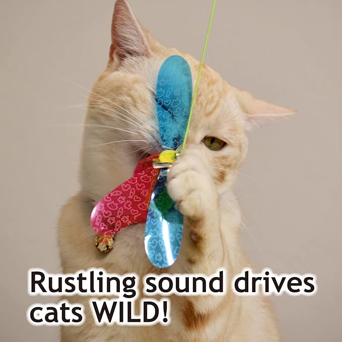 猫壱 NECOICHI Crinkly Critters Cat Feather Teaser Interactive Wand Toy No.1 Selling Cat Toy in Japan