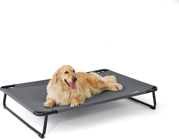 MADE 4 PETS Elevated Outdoor Dog Bed for Extral Large Dogs – Heavy-Duty Raised Cot with Breathable Cooling Mesh, No-Slip Feet, Chew-Resistant Frame, Indoor & Outdoor Pet Hammock, 49"x32", Gray