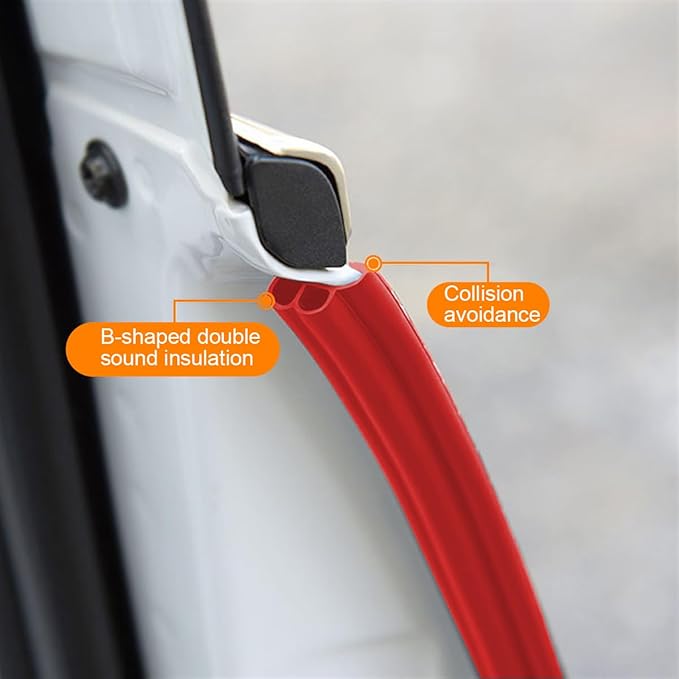 Osilly Car Door Rubber Seal Strip, 32.8Ft Self Adhesive Weather Stripping Automotive Edge Trim, Weatherstrip Soundproof Vehicle Tailgate Window Sealing Cover, Universal for SUV RV Truck (Red)