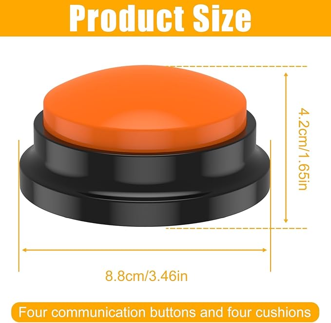 4Pcs Dog Talking Button Recordable Dog Communication Button Colorful Pet Training Buttons Battery Powered Pet Training Buzzer Clear Recording Dog Button Easy to Use for Dogs Pets Speech Home