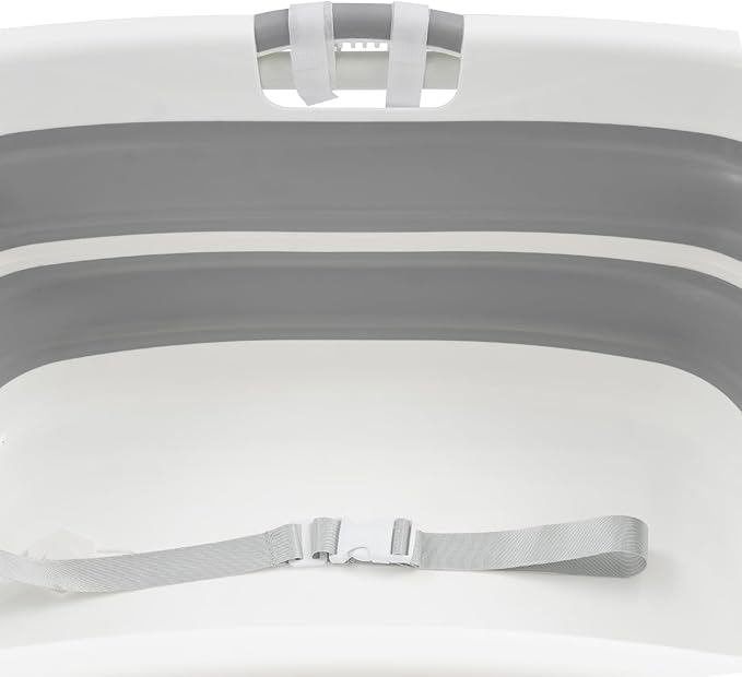 Foldable 2 in 1 Pet Bathtub with Stand, 38.8" Elevated Dog Bath Tub for Small Pets, Portable Grooming Station w/Drain Hose & Safety Belt, Small Dogs Cats Pet