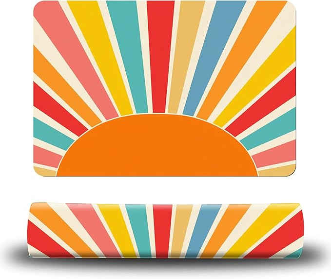 Dog Food Mat, 15.7" x 23.6" Absorbent Pet Feeding Mat for Food and Water, Waterproof Diatom Mud Pet Placemat with Non-Slip Rubber Backing, Easy Clean Cat Bowl Mat for Floors - Colorful Sunset