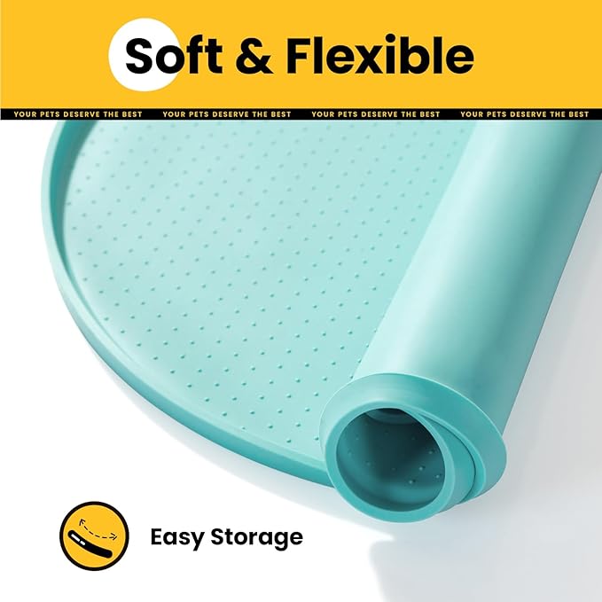 Conlun Silicone Dog Food Mat,1/2 Inch Raised Edges Waterproof Rubber Pet Feeding Mat for Dog and Cat, Anti-Slip Pet Bowl Mat,Dishwasher Safe
