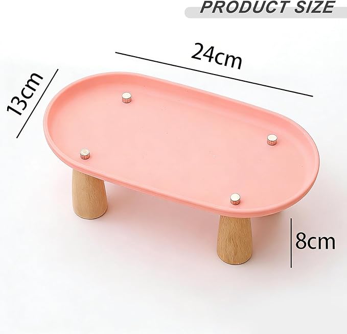 Generic Cat Bowl Raised Stand Rack to Protect Cat Neck Sturdy Non Slip Stable for Feeder Stand Elevated Holder, Pink 24cmx13cm