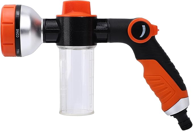 GLOGLOW Dog Washing Hose Attachment, 8 Spray Patterns Adjustable Water Switch with Upgraded Soap Dispenser, for Pet Shower Car Wash Plant Watering