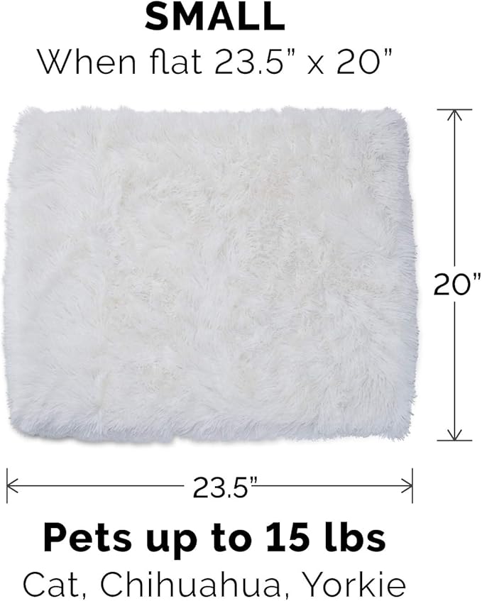 Furhaven Self-Warming Cat Bed for Indoor Cats, 4-Beds-in-1 & Washable - Plush Long Faux Fur Convertible Cuddler - Spruce, Small (Pack of 2)