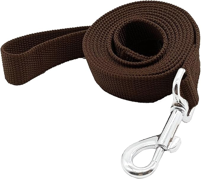 Nylon Dog Training Leash, Traction Rope, 4Ft /5 Foot /6 Feet Long, 5/8 inch 3/4 Inch 1 Inch Wide, for Small and Medium Dogs (1'' x 8 FT, Brown)