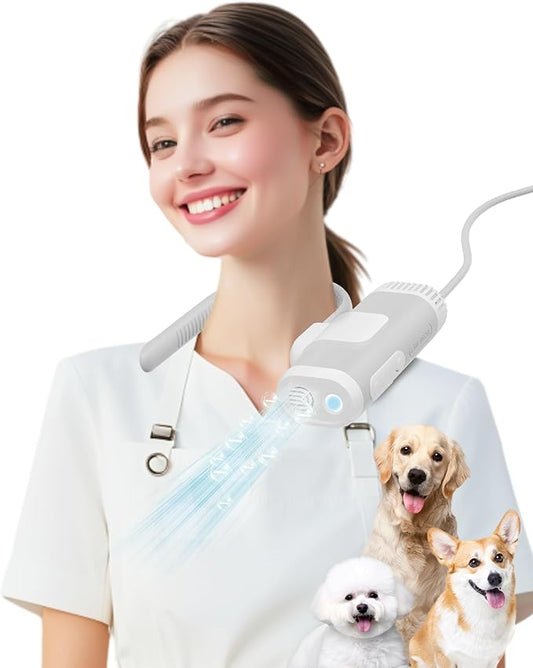 Hands-Free Dog Hair Dryer – Low Noise Pet Grooming Blower for Small & Medium Dogs Cats, Fast Drying, Adjustable Heat & Speed, Portable (Green)