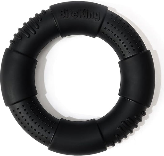Natural Rubber Dog Ring Toy for Large Aggressive Chewers - Lifetime Replacement - Indestructible Tug Fetch Toy for Large Breed - Durable Tough Dog Chew Toy for Super Chewer, Black