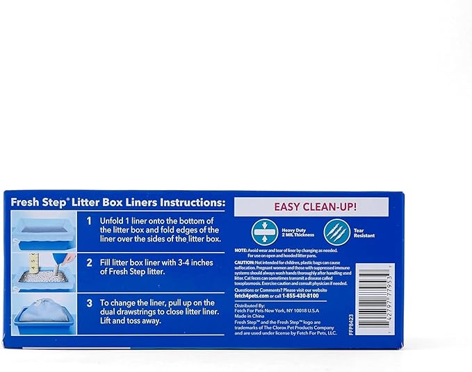 Fresh Step Drawstring Cat Litter Box Liners Scented Heavy Duty Large Oval Rectangle Pans 30x17 Inch 7 Count 4 Pack Easy Cleanup