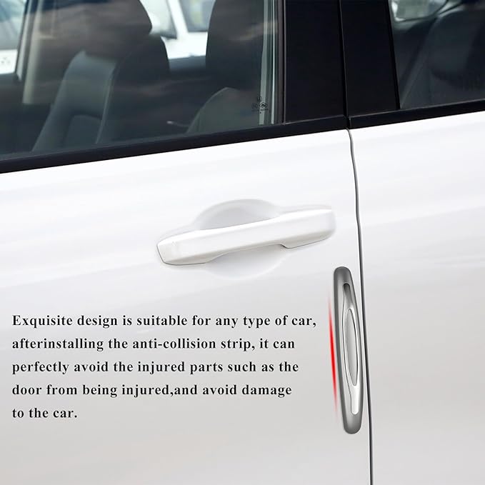 DXNQ 4 PCS Car Door Edge Guards, Anti-Scratch Door Edge Guards Trim Strip with Self Adhesive, Car Door Protector Bumper Guards for Most Cars Trucks SUVs, Exterior Car Accessories (Silver)