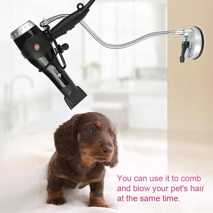 Hair Dryer Stand, Blow Dryer Stand, 360 Degree Rotating Lazy Hair Dryer Stand Hand with Heavy Base, Adjustable Height Standing Hair Dryer, Blow Dryer Holder for Countertop