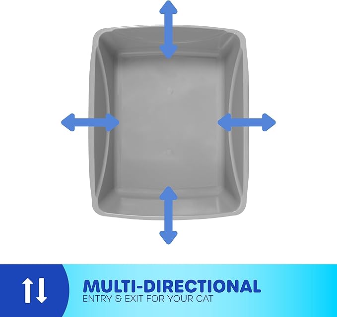 Petmate Basic Open Cat Litter Pan, Multidirectional Easy to Clean Plastic Litter Box, Gray, Made in USA, 14.5" x 10.5" x 3.5", Small Recommended for Kittens and Small Cats