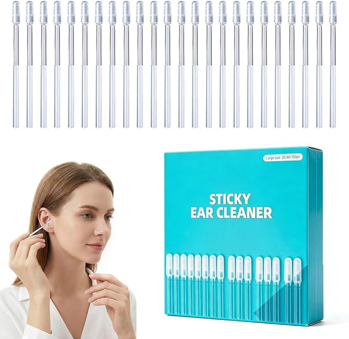 Sticky Ear Cleaning Stick, 2026 New Sticky Ear Cleaner Picks, Ear Wax Removal Tools, Ear Pick Cleaning Stick for Adults, Reusable Earwax Adhesive Cleaning Tools for Daily Ear Care (24pcs, Large)