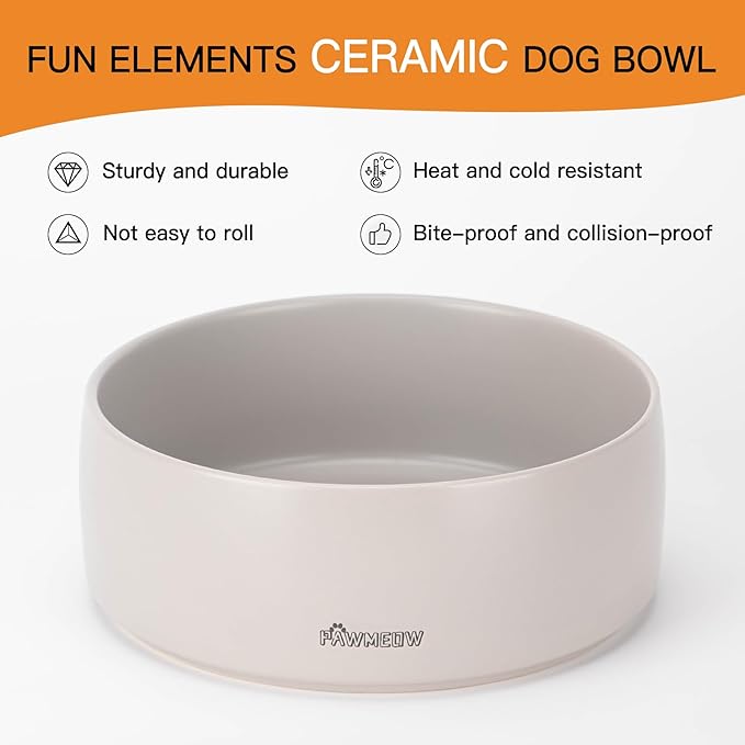 Ceramic Dog Bowl | 5.5inch Dog Bowl, Spill Proof, Non-Slip Pet Feeding Bowl for Small & Medium Breed(16 oz) (Gray, 5.5-8inch)