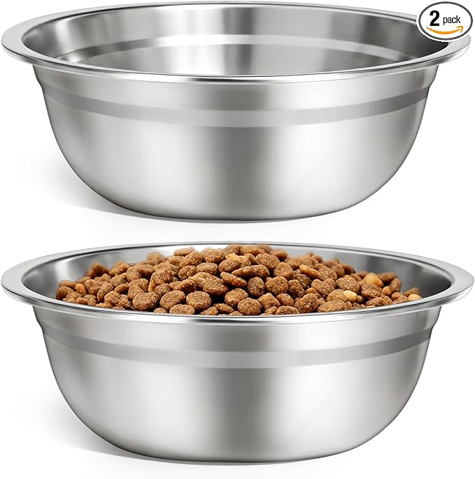 URPOWER 2 Pack 8" Stainless Steel Dog Bowls - 50oz Thickened Durable Pet Bowls for Food and Water, Fit for Elevated Dog Bowl Stand