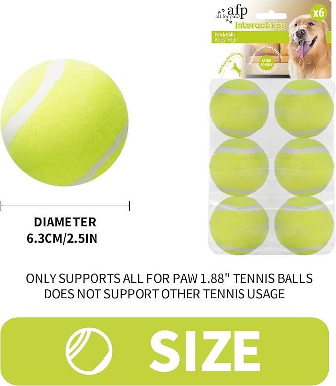 ALL FOR PAWS Automatic Ball Launcher for Dogs, Interactive Puppy Pet Balls Outdoor Thrower for Medium to Large Dogs and six 2.5-inch Tennis Balls Bundle