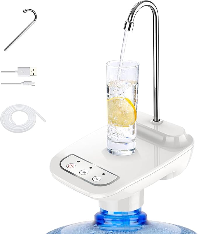 Drinking Water Dispenser Pump, Automatic Electric Drinking Water Bottle Pump for 1-5 Gallon Water Jugs…, White
