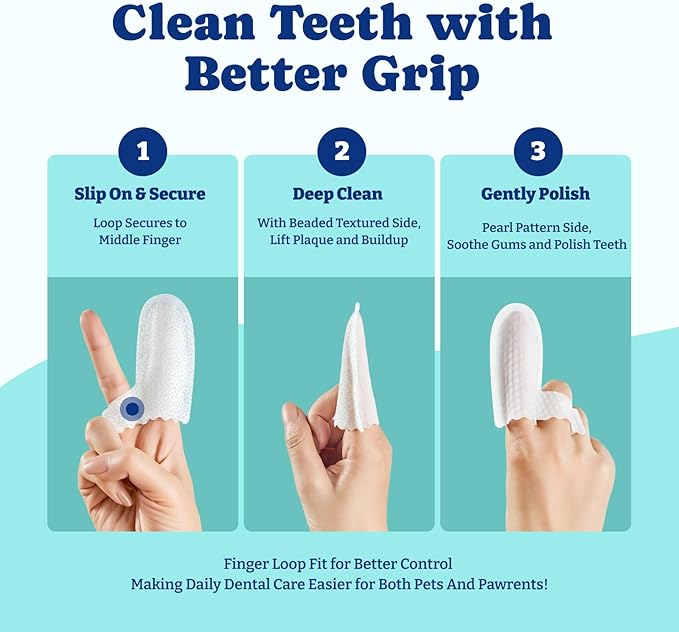 Dog Teeth Cleaning Wipes, Pet Finger Dental Wipes for Dogs & Cats, Dual-Sided, 6-in-1 Herbal Formula, Remove Plaque & Tartar, Freshen Breath, No-Rinse Toothbrush Wipes – 50 PCS x 2, Unflavored